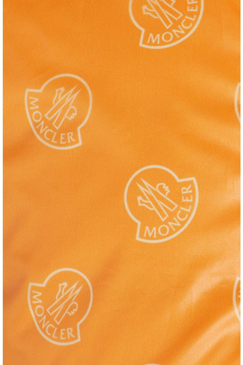 Alkarab Logo Print Hooded Down Vest, Alternate, color, ORANGE WHITE LOGO PRINT