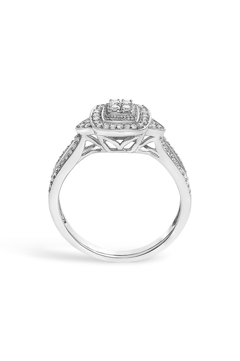 10K White Gold 1/10 ctw Diamond Cluster Halo Promise Ring, Alternate, color, White Gold