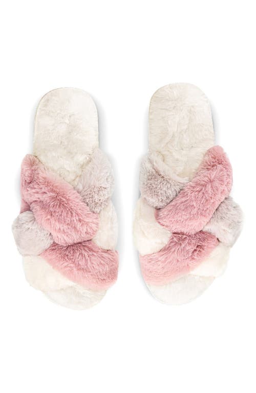 Memoi Weave Faux Fur Scuff Slipper In Multi