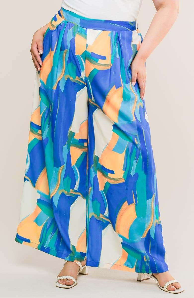 FLYING TOMATO Printed Woven Pants, Alternate, color, Blue Orange