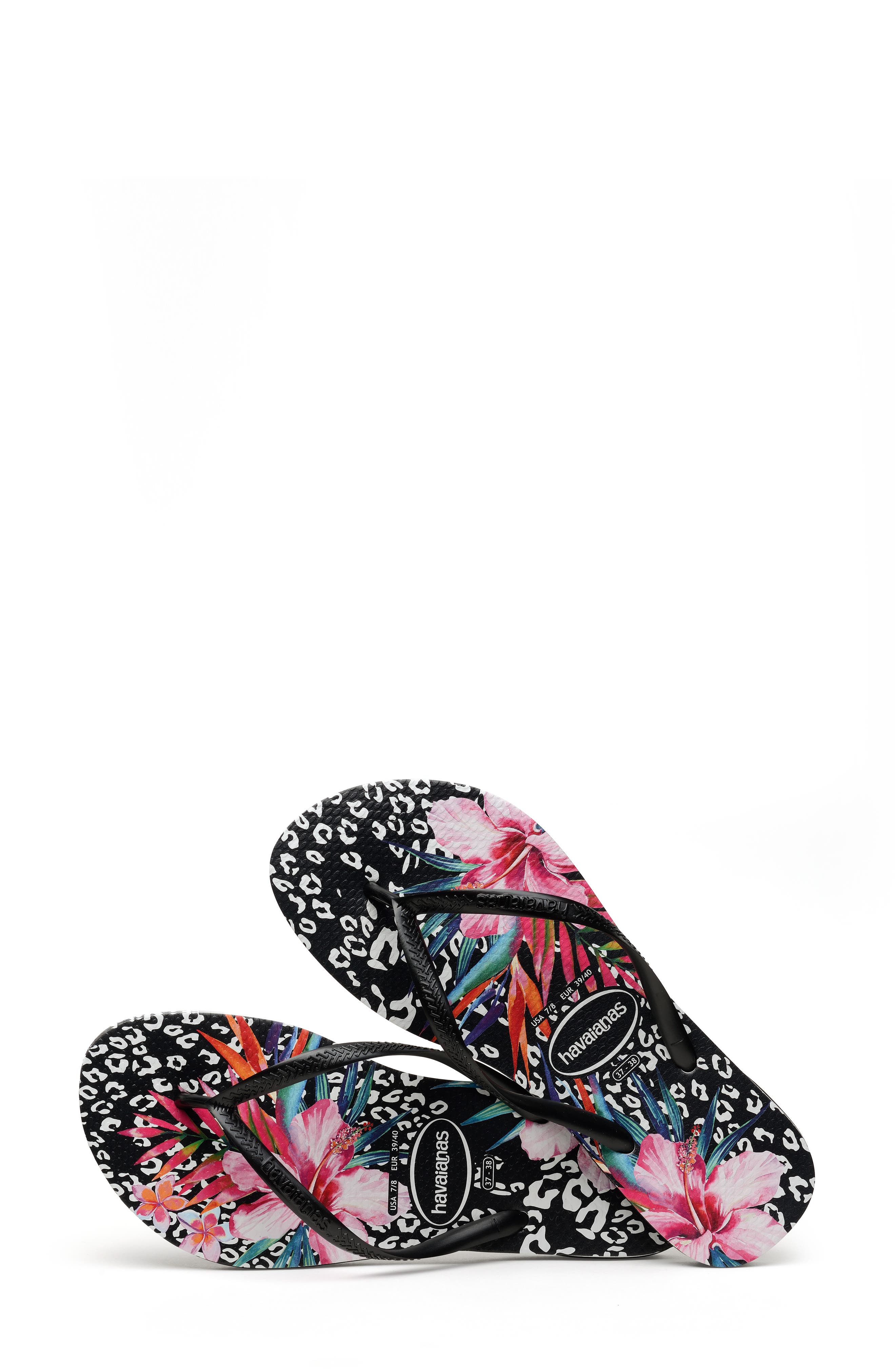 Havaianas Slim Animal Floral Flip Flop, Alternate, color, 