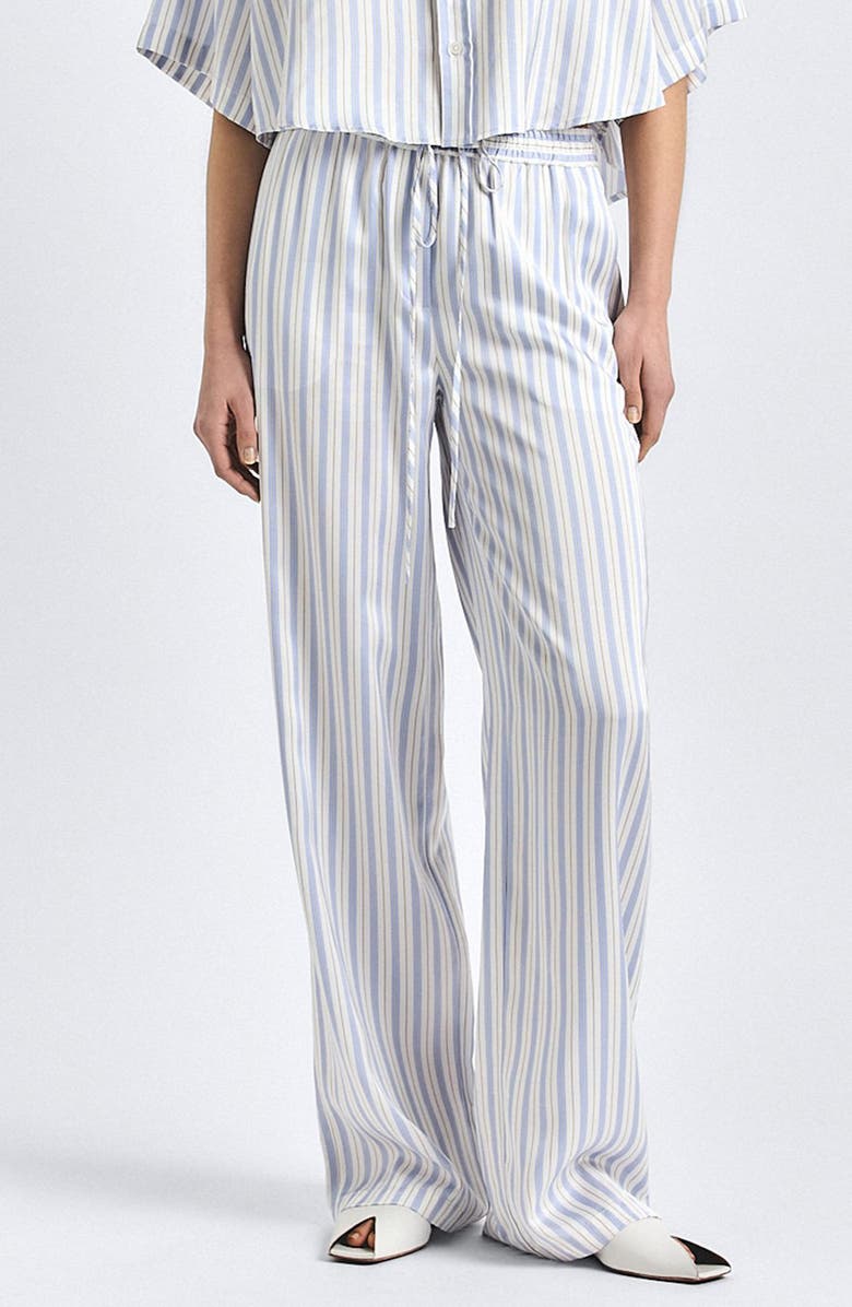 Derek Lam 10 Crosby Aurely Drawstring Wide Leg Pants, Main, color, Lisbon Blue Stripe