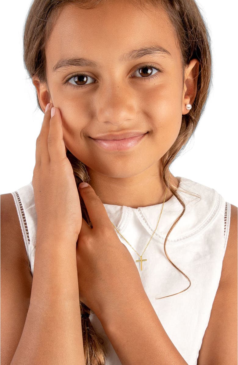 Tiny Blessings 14K Gold Rounded Cross 12-14" Necklace, Alternate, color, 14K Yellow Gold