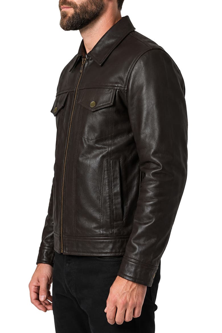 Classic Leather Jacket, Alternate, color, DARK BROWN