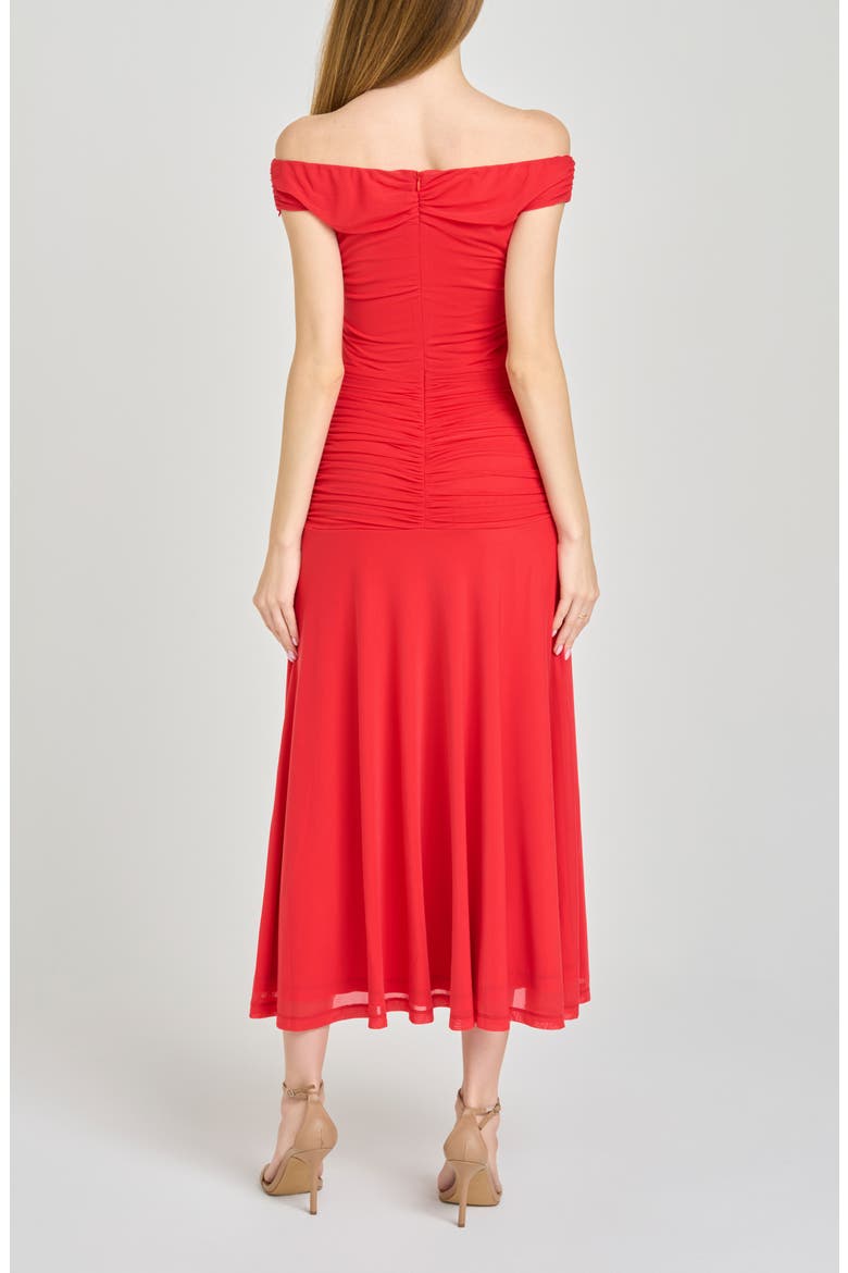 x Hannah Lovey Porter Margaux Off the Shoulder Ruched Dress (Nordstrom Exclusive), Alternate, color, RED