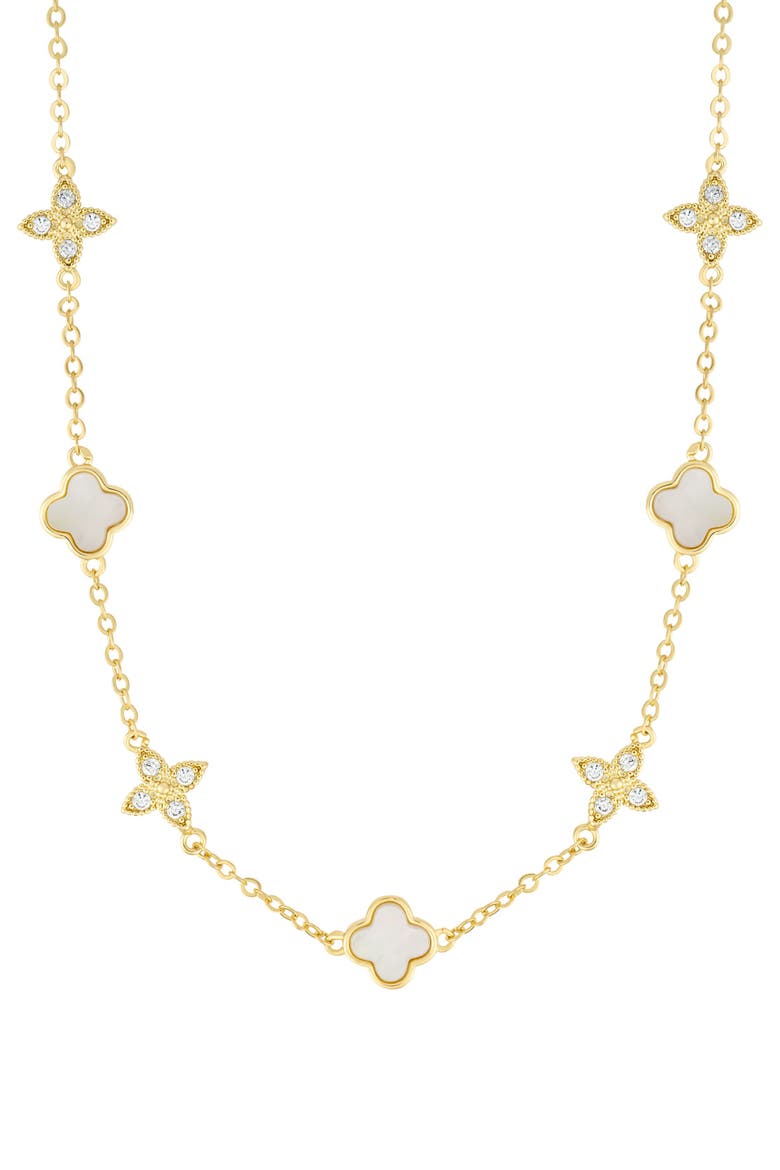 Clover Drop Earrings & Station Necklace Set, Alternate, color, GOLD
