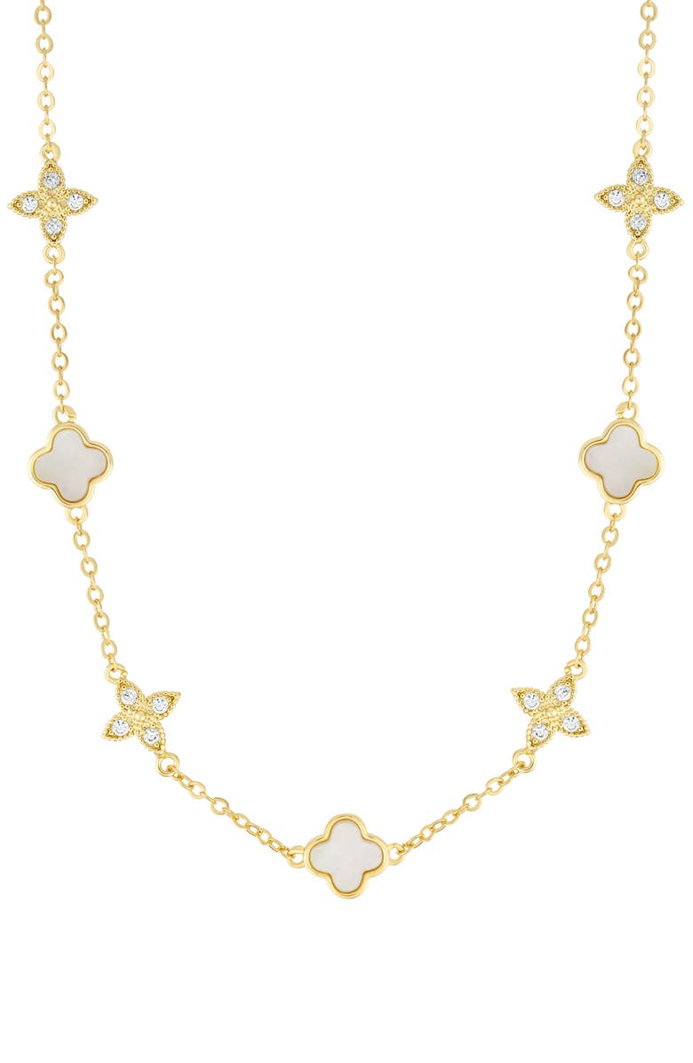 Adornia Clover Drop Earrings & Station Necklace Set, Alternate, color, Gold
