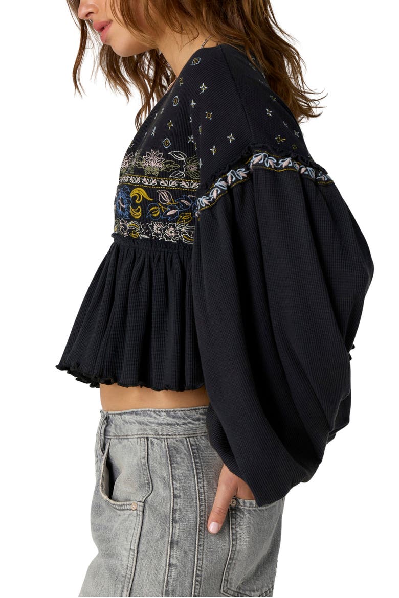 Bryn Embroidered Thermal Tee, Alternate, color, BLACK COMBO