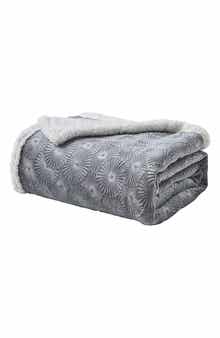 Luxury Home Plush Embossed Louvre Faux Shearling Throw Blanket