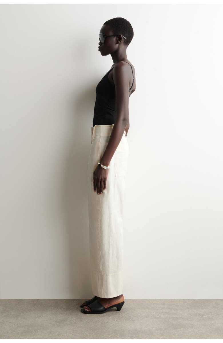 COS Barrel-Leg Pima Cotton Pants, Alternate, color, White