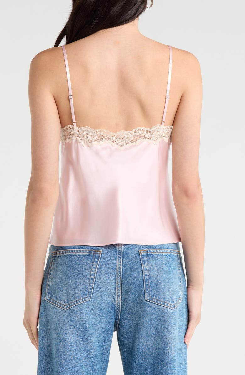Reformation Teddy Lace Trim Silk Crop Camisole, Alternate, color, Cherry Blossom Lace