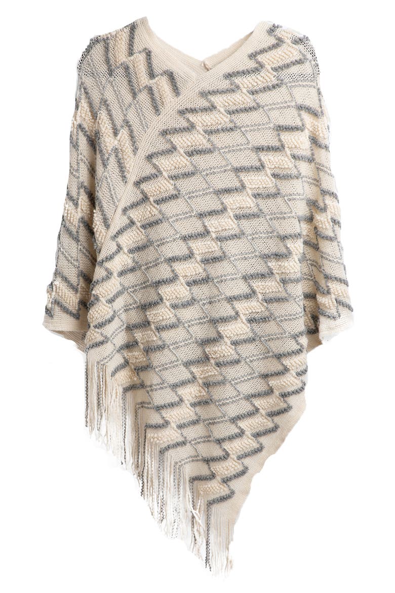 Chevron Tassel Poncho, Alternate, color, IVORY