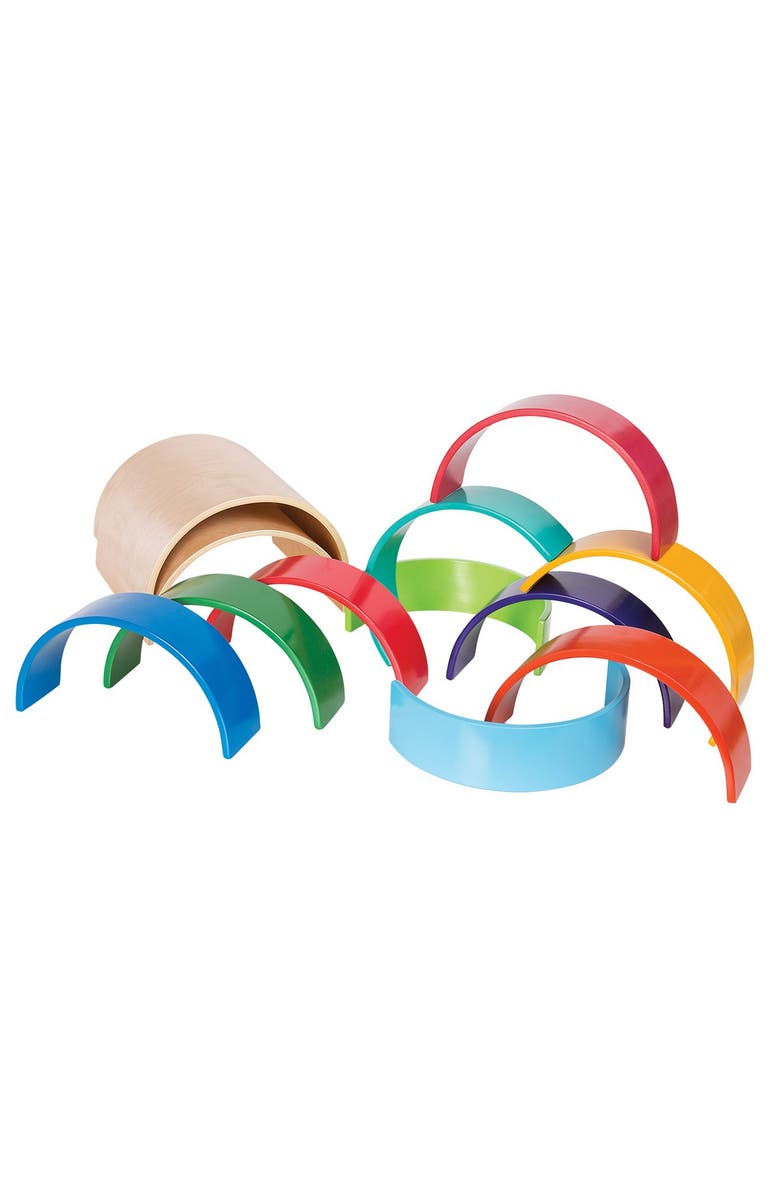 Kaplan Early Learning Company Wooden Rainbow Arches and Tunnels - 12 Pieces, Main, color, Multicolor