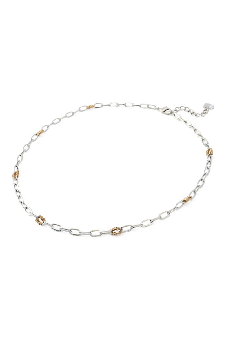 Paperclip Chain Necklace, Alternate, color, TWO TONE