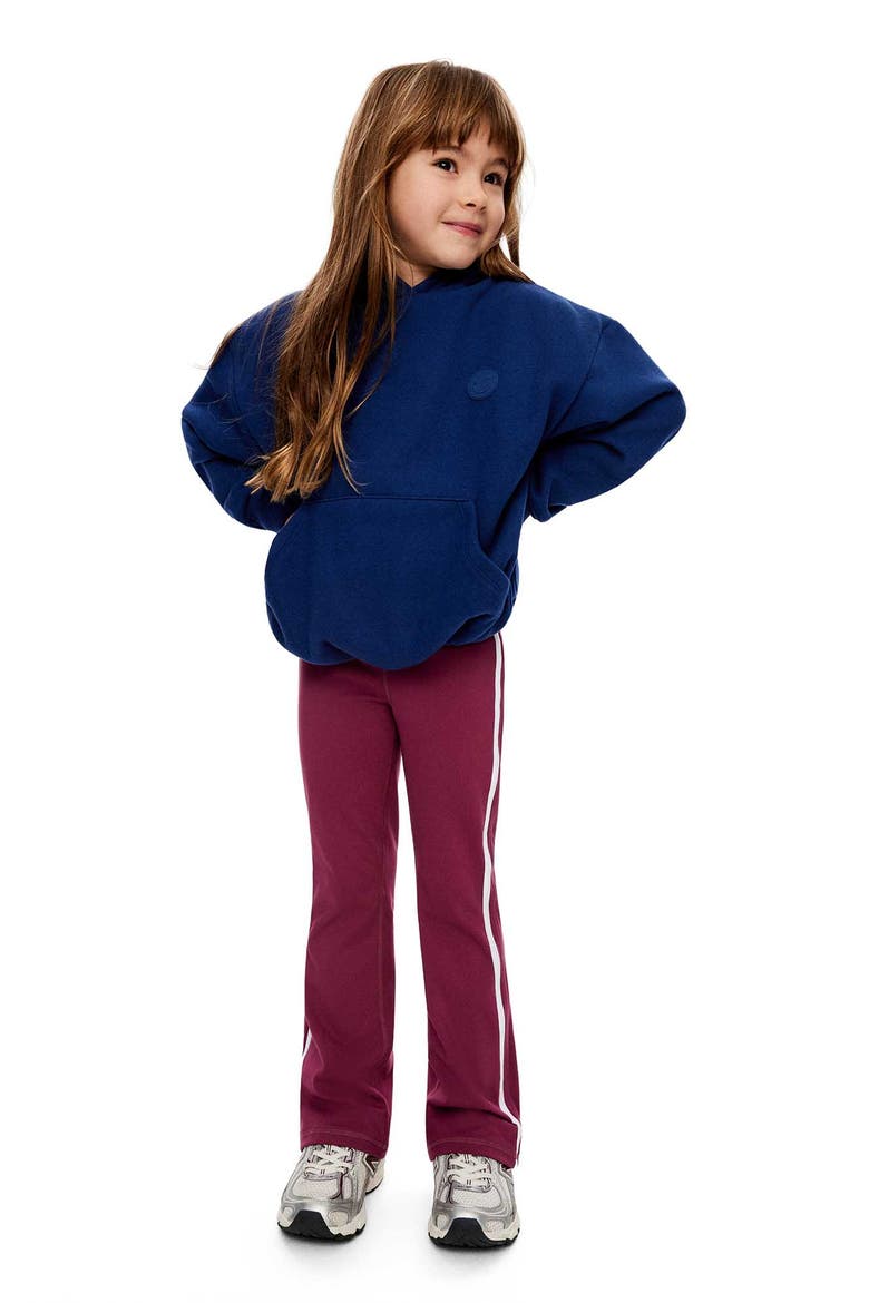 Kid's Soft Stretch Active Fold Over Flare Legging, Alternate, color, Berry Jam White Stripe