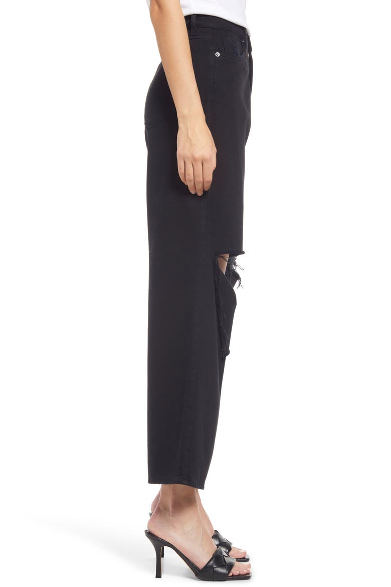 Distressed High Waist Wide Leg Jeans, Alternate, color, BLACK