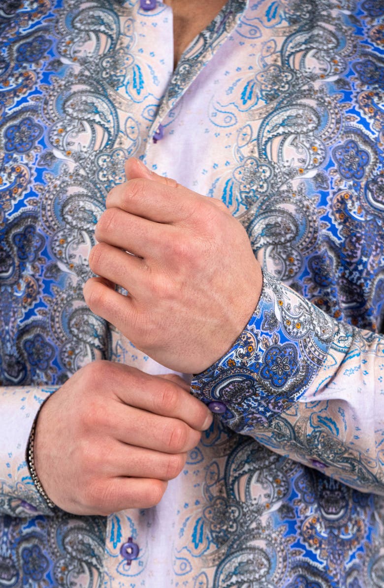 Maceoo Fibonacci Paisleyluxe Purple Contemporary Fit Button-Up Shirt, Alternate, color, 