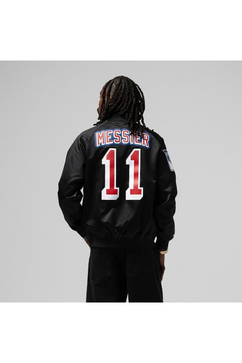 Unisex Mitchell & Ness Mark Messier Black New York Rangers Maxxed Out Full-Zip Satin Jacket, Alternate, color, Black