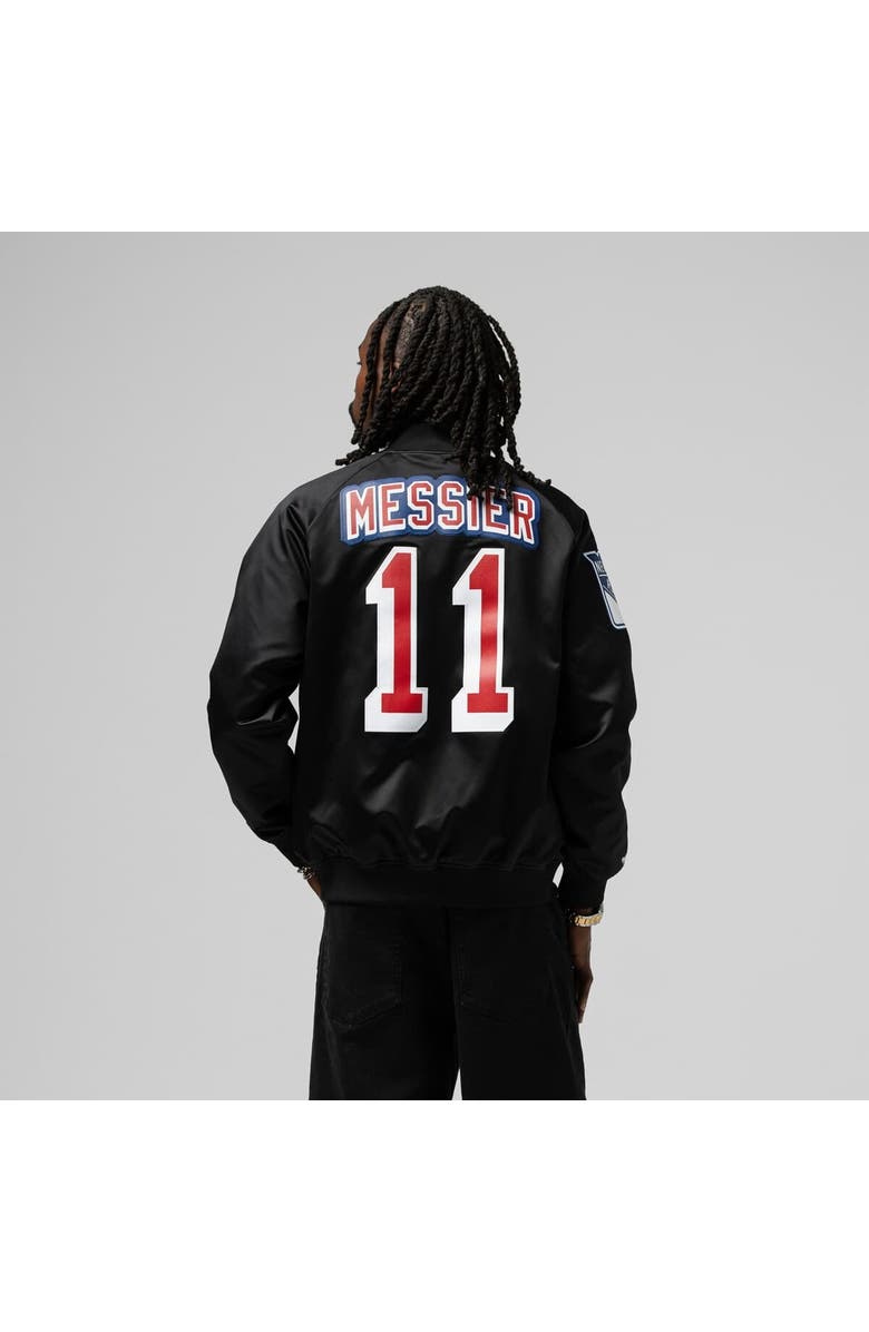 Mitchell & Ness Unisex Mitchell & Ness Mark Messier Black New York Rangers Maxxed Out Full-Zip Satin Jacket, Alternate, color, Black