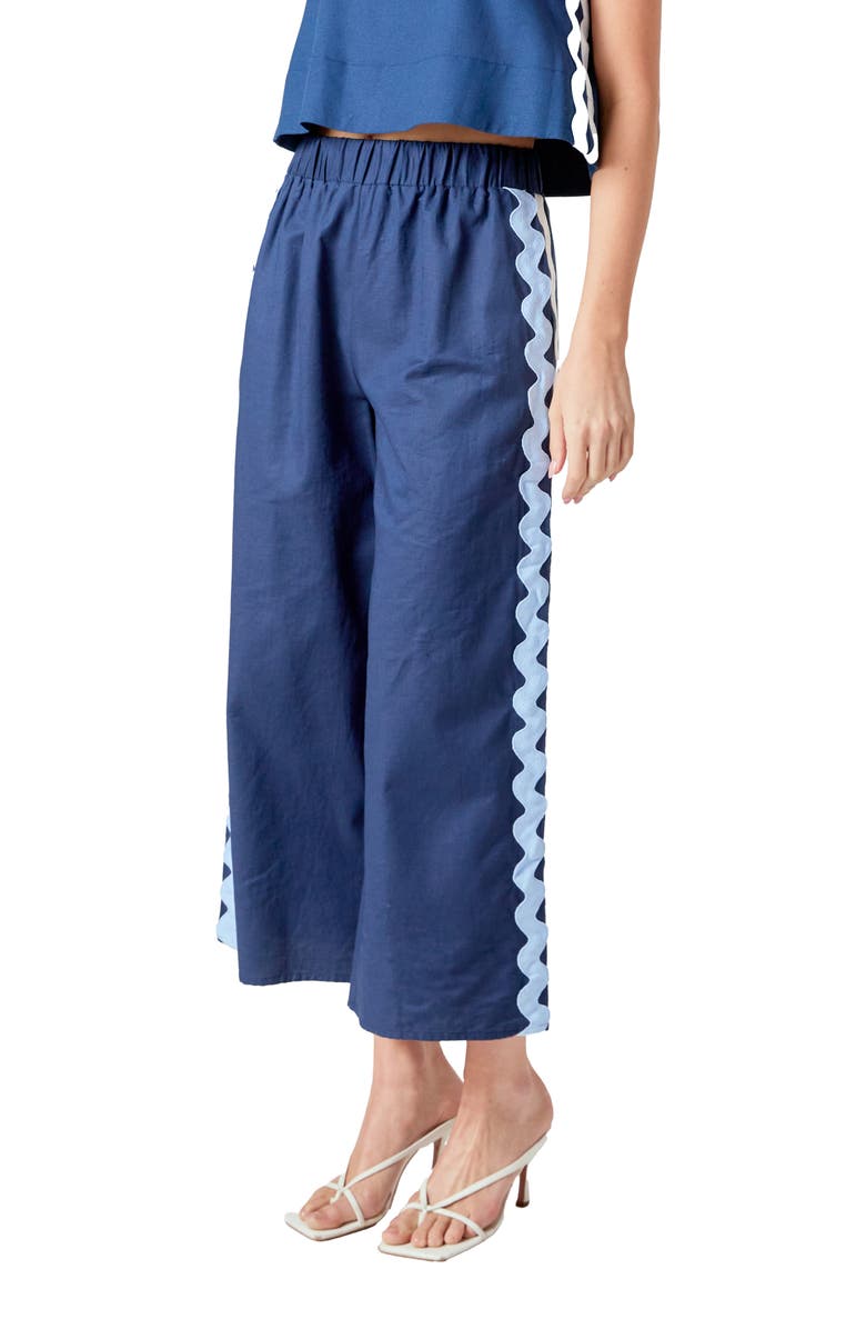 English Factory Rickrack Trim Wide Leg Pants, Alternate, color, 