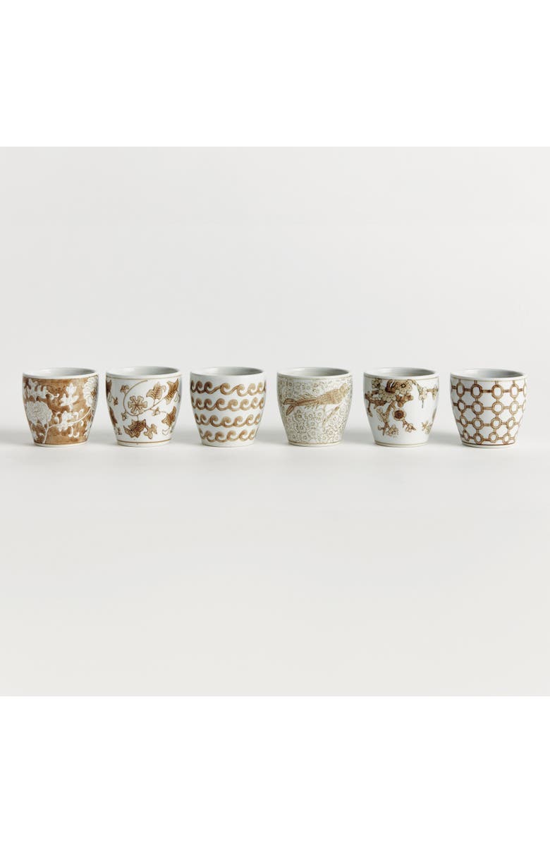Napa Home & Garden Brown & White Ceramic Province Mini Flower Pots, Set of 6, Alternate, color, Brown