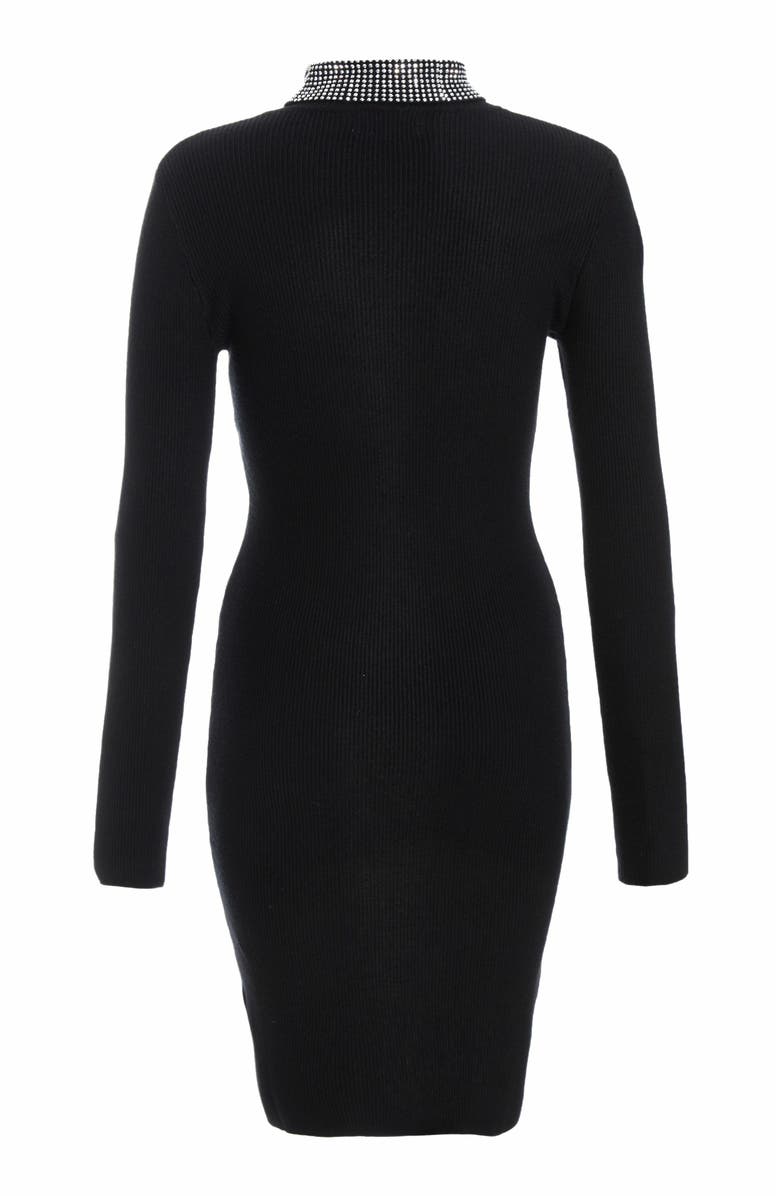 QUIZ Diamante Stud Roll Neck Dress, Alternate, color, 