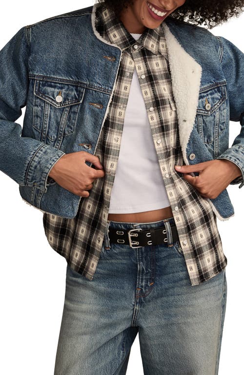 Lucky Brand Collarless Crop Denim Trucker Jacket In Multi