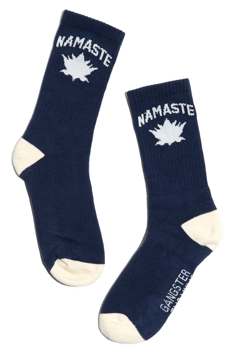 Lotus Crew Socks, Alternate, color, INDIGO