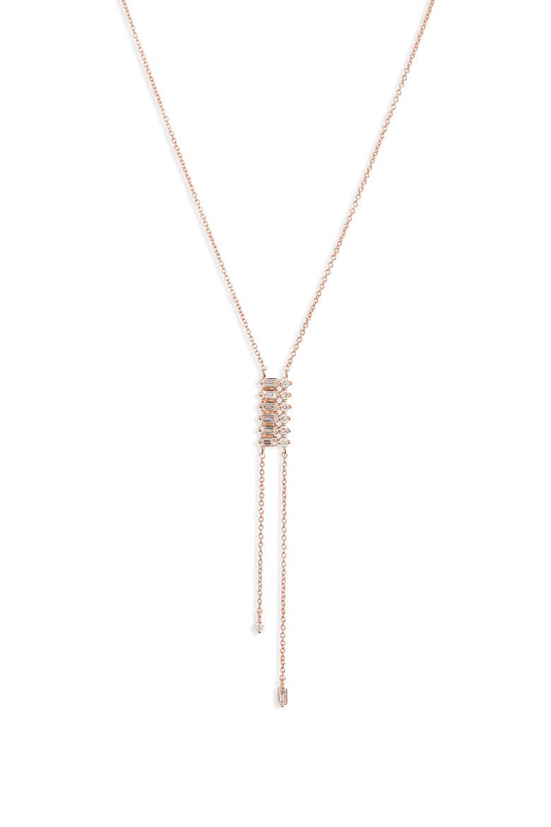 Sadie Diamond Lariat Necklace, Main, color, ROSE GOLD/ DIAMOND