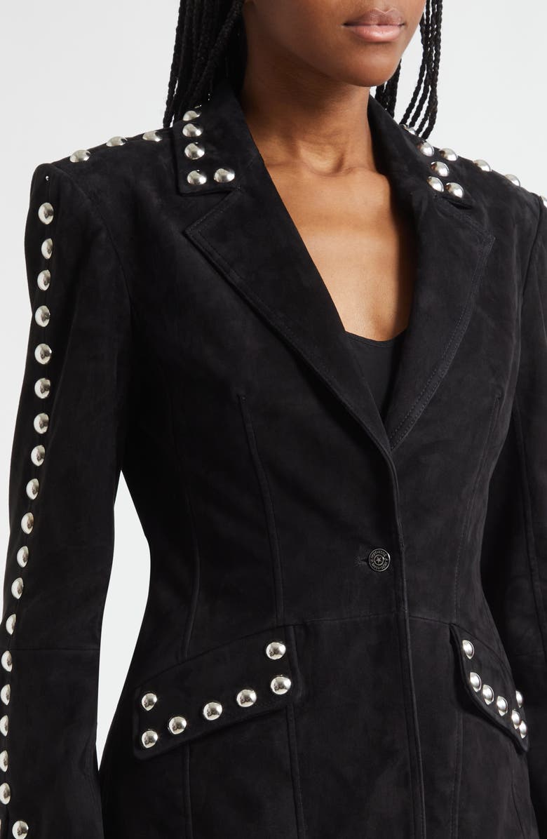 Cinq à Sept Studded Suede Blazer, Alternate, color, Black