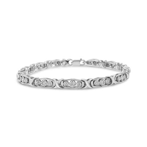 Silver 1/10 Cttw Diamond Miracle Set 3 Stone Link Bracelet