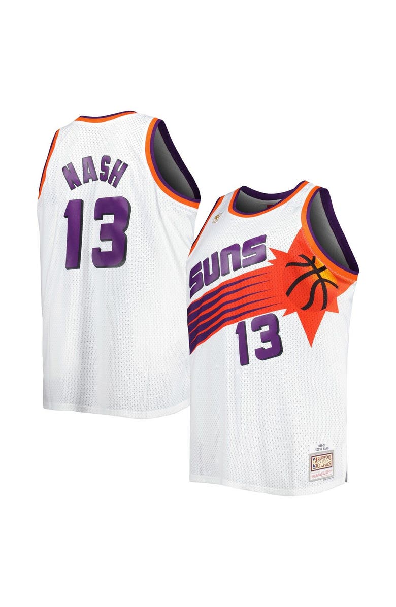 Mitchell & Ness Men's Mitchell & Ness Steve Nash White Phoenix Suns Big & Tall Hardwood Classics 1996/97 Swingman Jersey, Main, color, White