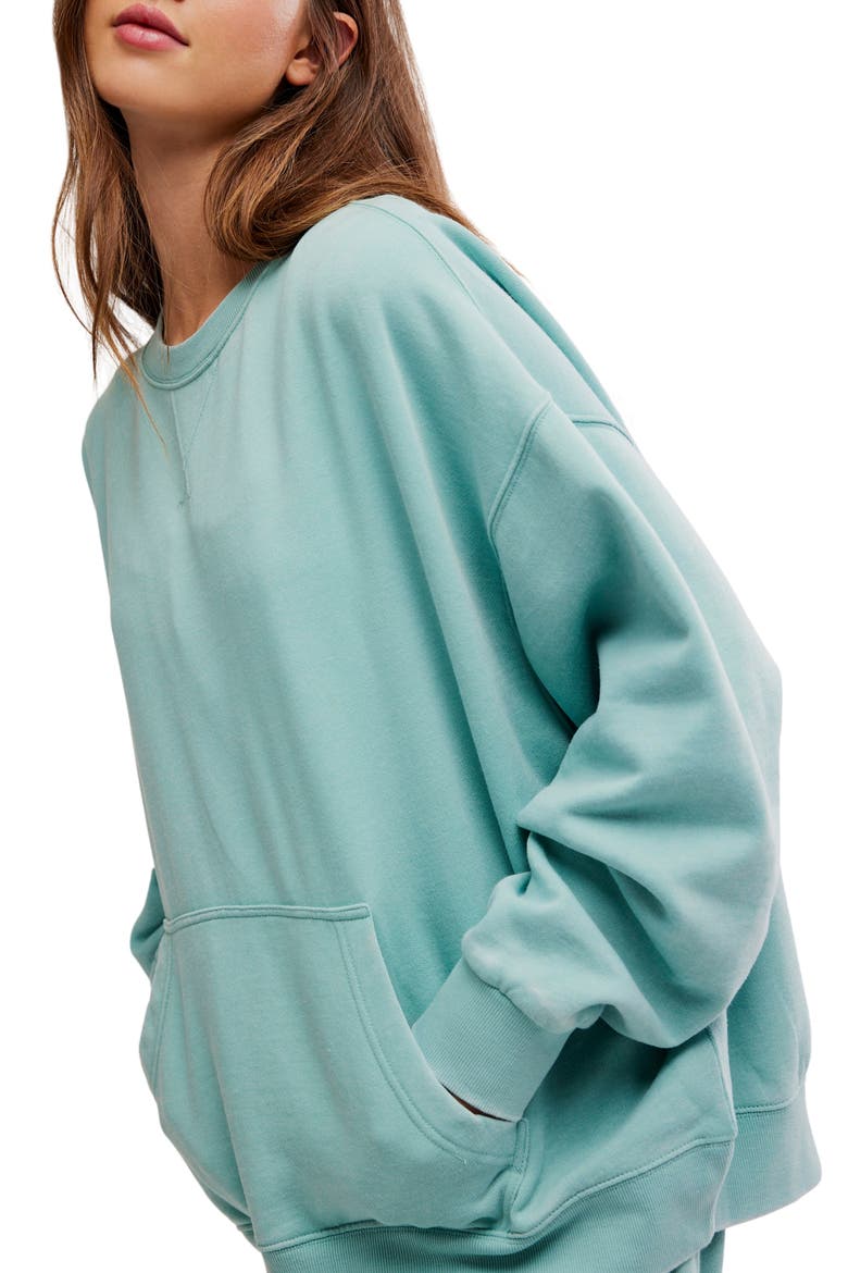 Intimately FP Slow It Down Oversize Cotton Blend Sweatshirt, Alternate, color, AQUA