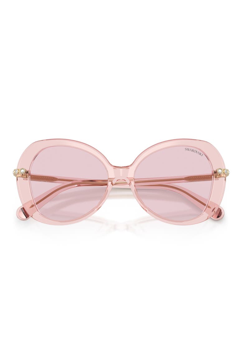 55mm Butterfly Sunglasses, Alternate, color, TRANSPARENT PINK / PHOTO PINK