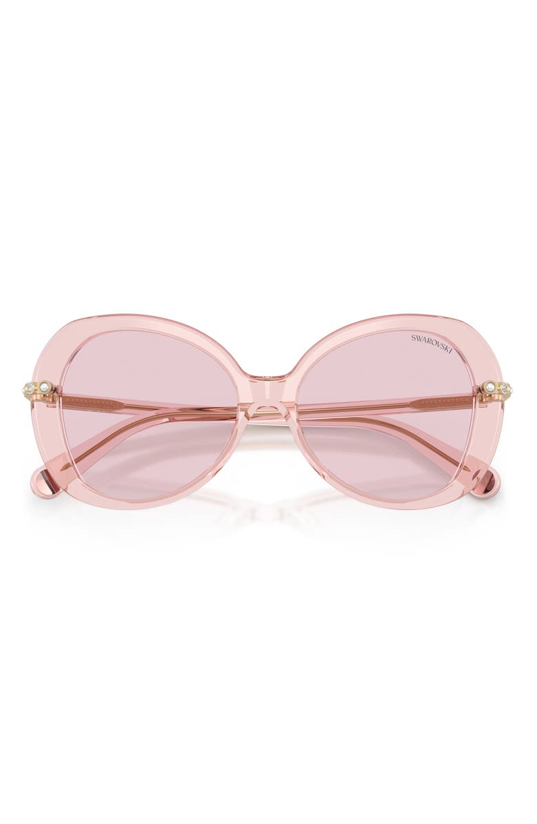 Swarovski 55mm Butterfly Sunglasses, Alternate, color, Transparent Pink / Photo Pink