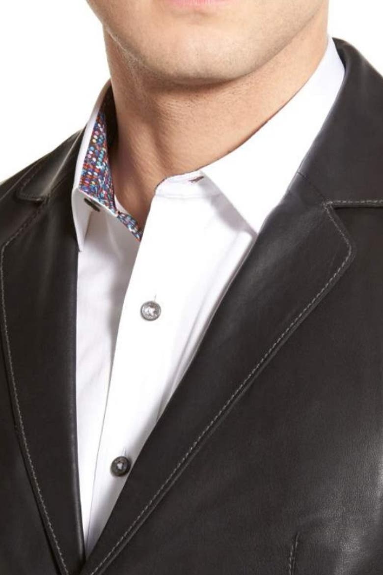 Lambskin Leather Sport Coat, Alternate, color, BLACK