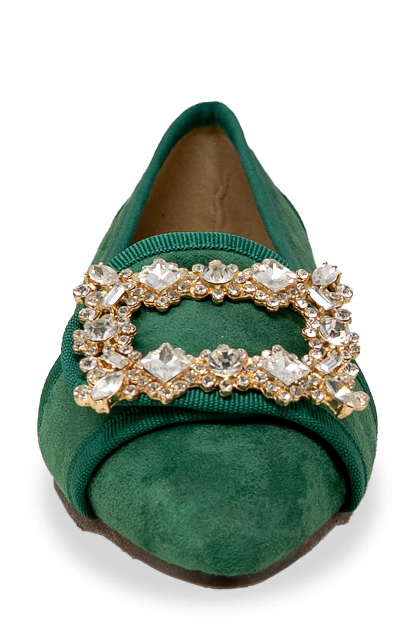 CHASE AND CHLOE Embellished Pointed Toe Flat, Alternate, color, Emerald