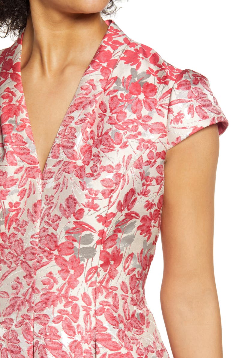 Vince Camuto Floral Metallic Jacquard Fit & Flare Dress, Alternate, color, 