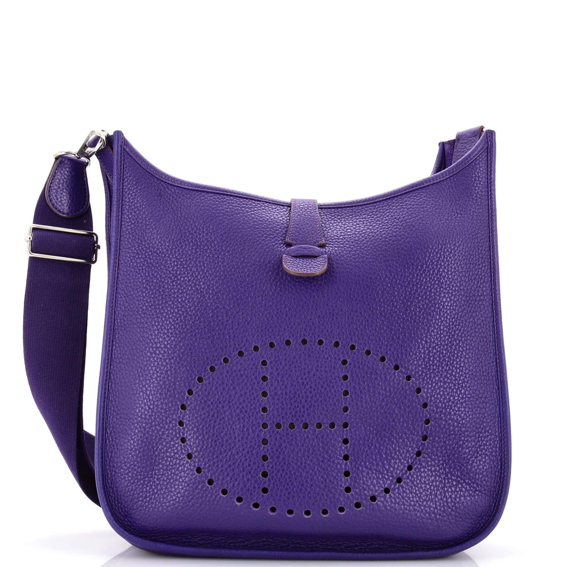 Pre-Owned Hermes Evelyne Bag Gen III Clemence GM, Main, color, Iris