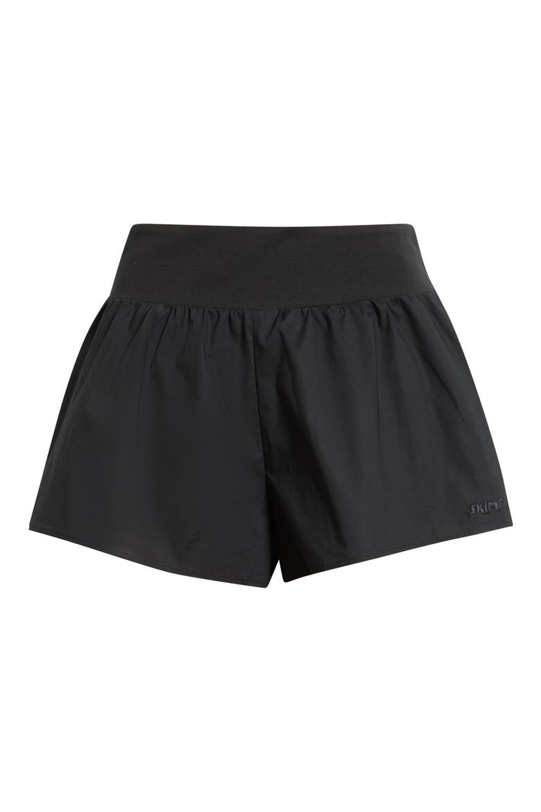 Woven Stretch Cotton Flutter Shorts, Alternate, color, ONYX