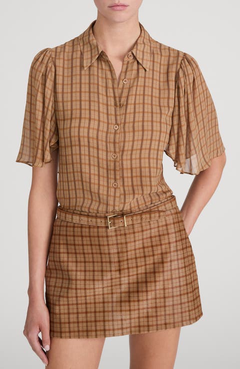 The Flutter Plaid Silk Top