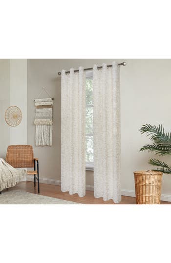 Dainty Home Set Of 2 Print Sheer Curtain Panels In White