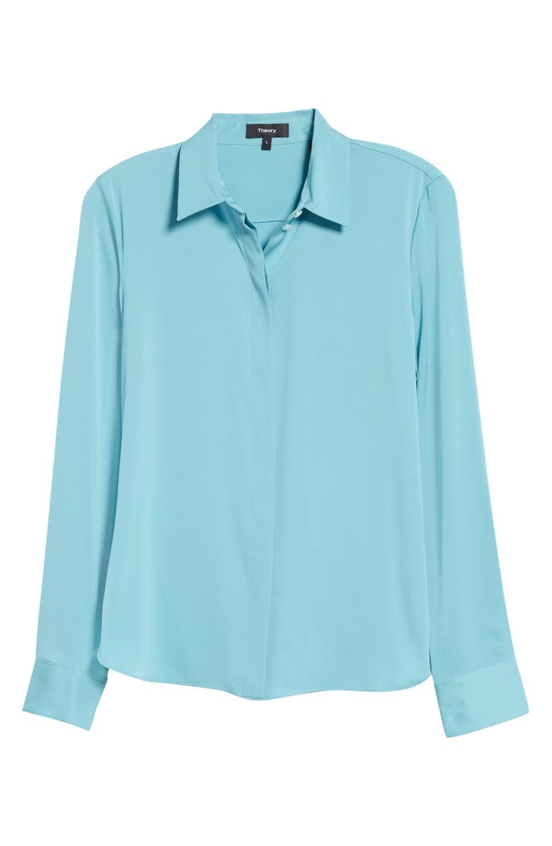 Theory Classic Fitted Stretch Silk Shirt, Alternate, color, 