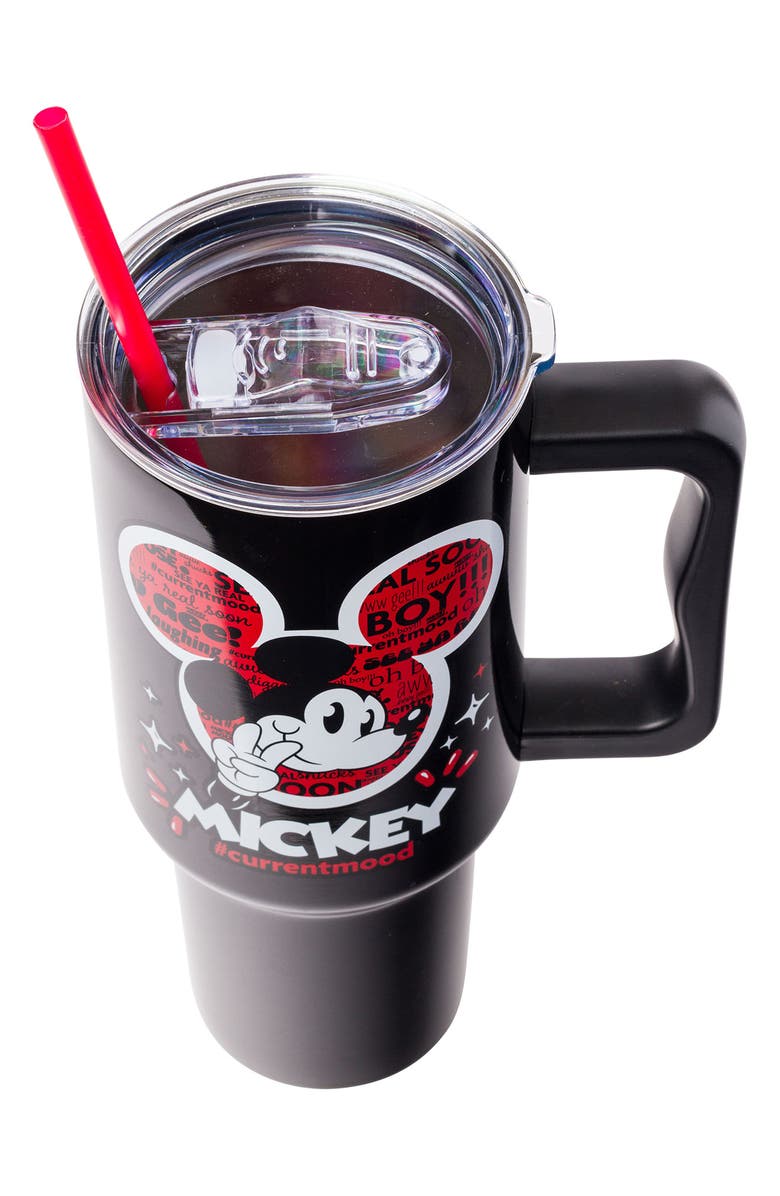 Disney x Disney Mickey Mouse 40-Ounce Travel Tumbler with Handle & Straw, Alternate, color, Black Multi