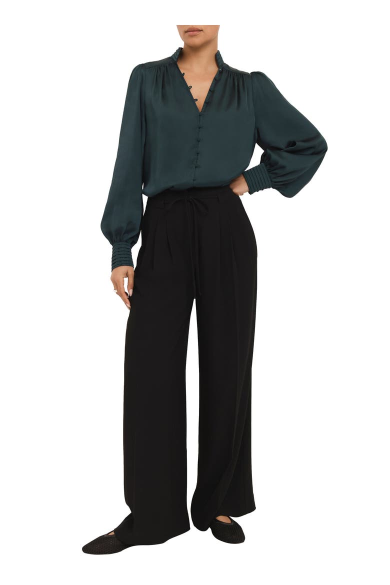 Satin Long Sleeve Blouse, Alternate, color, Green