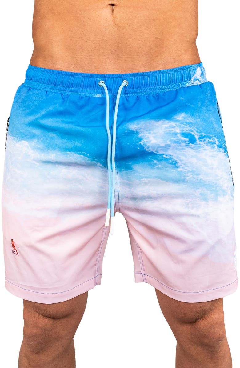 Maceoo Swim Lion Beach Swim Trunks, Main, color, Blue