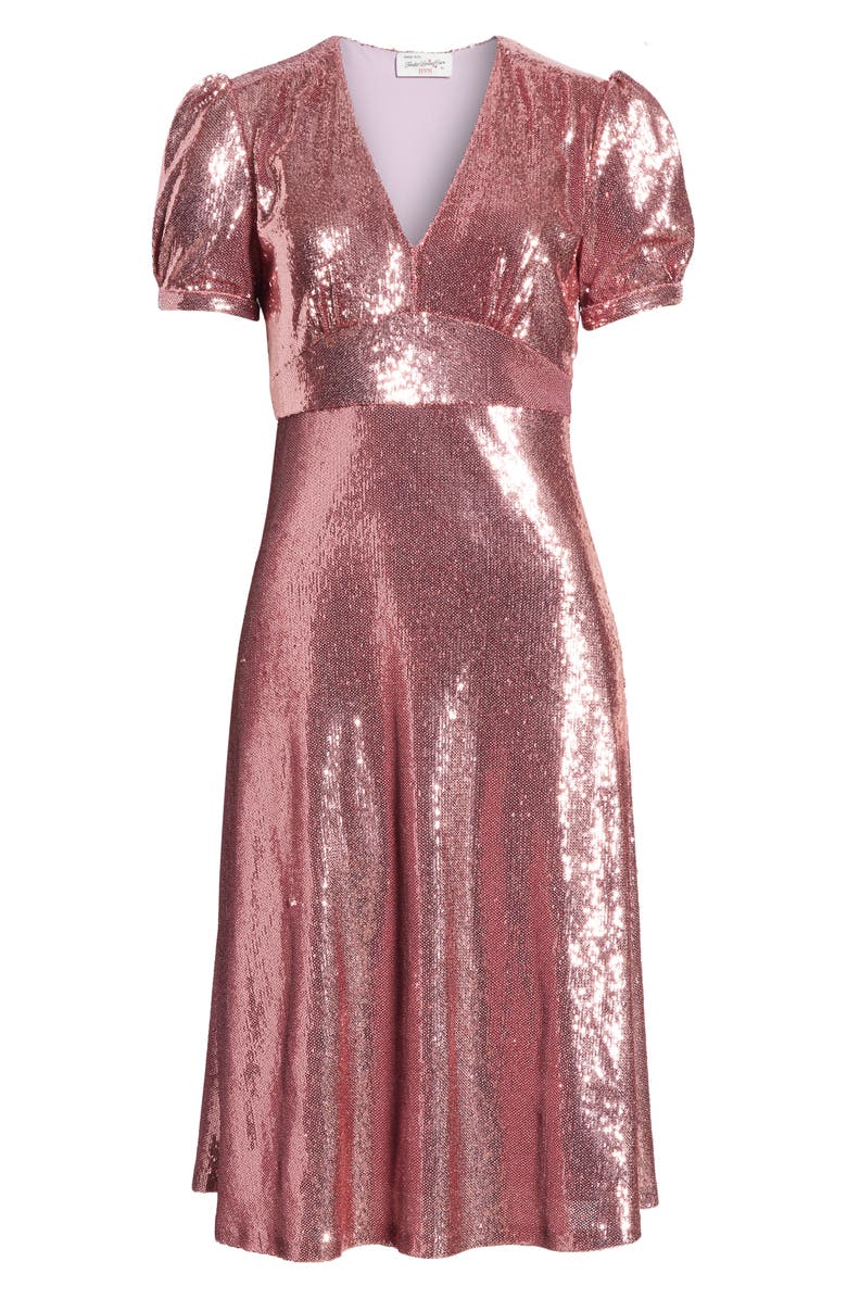 HVN Paula Deep V-Neck Sequin Dress, Alternate, color, 