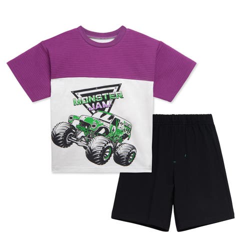 Monster Jam Grave Digger T-shirt & Mesh Shorts Set In Multi