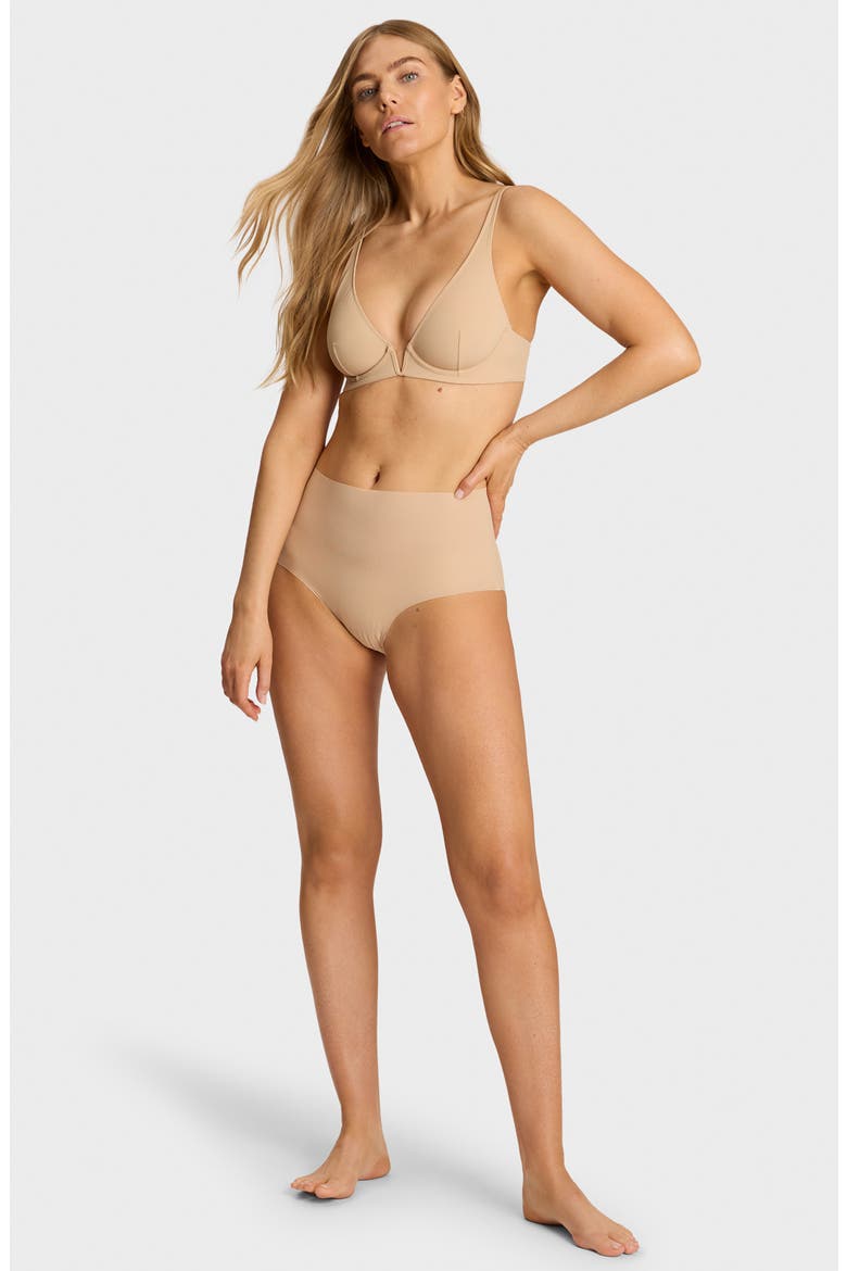 Invisible Rib One Size High Rise Bikini, Alternate, color, BEIGE