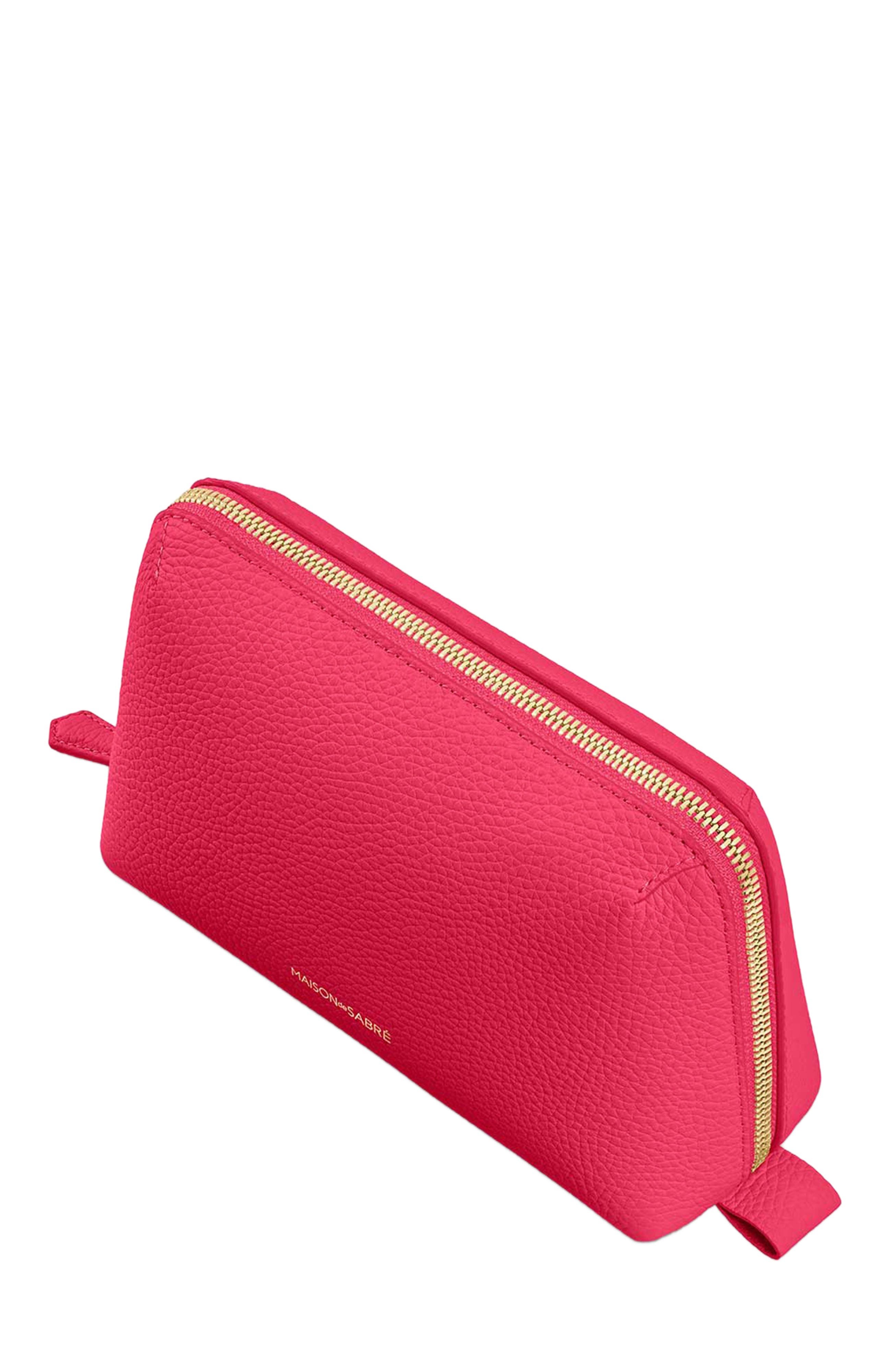 MAISON de SABRÉ Leather Tech Pouch, Alternate, color, Shibuya Fuchsia